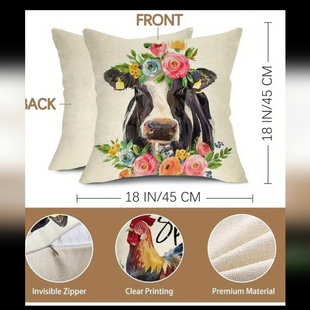 New cow heffer farm home decor pillow accent case - Picture 3 of 3